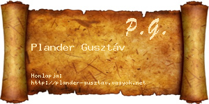 Plander Gusztáv névjegykártya